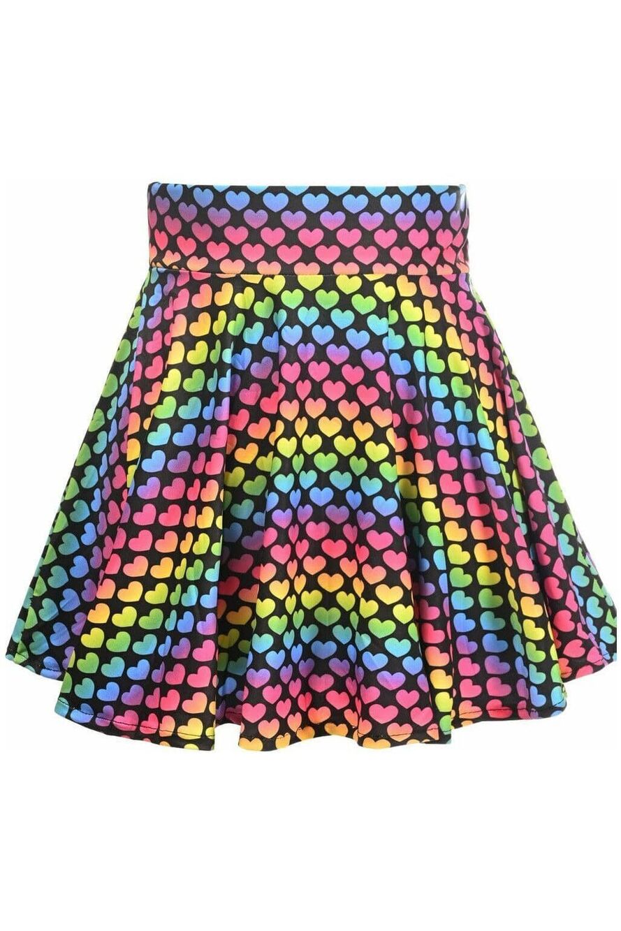 7290 Rainbow Hearts Stretch Lycra Skirt, X-Large
